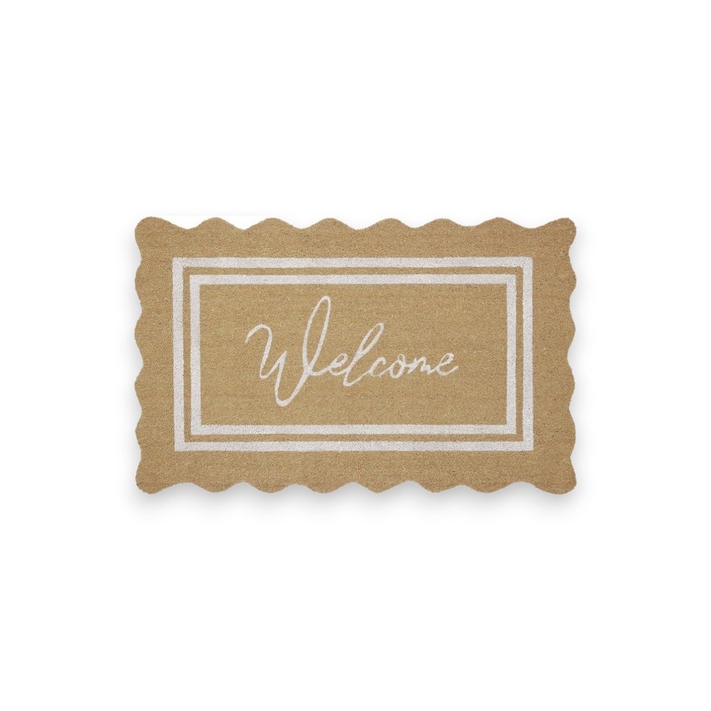 My Texas House Welcome Natural Scallop Edge & Border Outdoor Coir Doormat 18x30